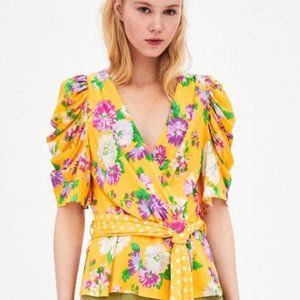 Zara TRF Yellow Floral Top